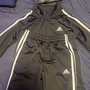 Adidas Kids Black Joggers with White Stripes
